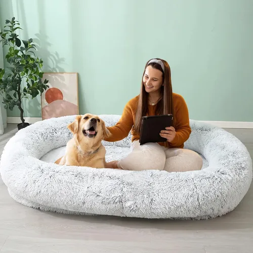 Vista 43 de JOLLYVOGUE - Cama para perros y gatos, cama relajante y antiestrés para mascotas y perros pequeños, cojín esponjoso en forma de dona para mascotas