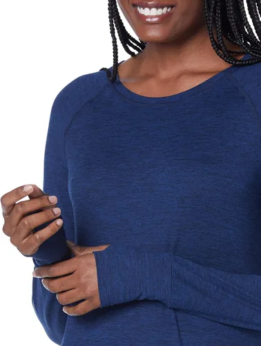Vista 4 de Tienda Essentials Womens Brushed Tech Stretch Long-Sleeve Crewneck Shirt (Available in Plus Size)