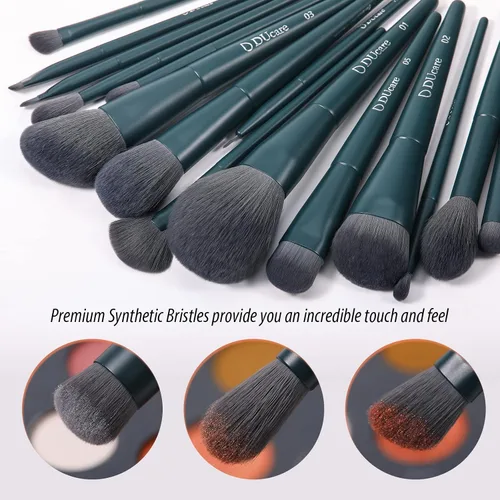Vista 5 de DUcare Juego de brochas de maquillaje 17 piezas con alfombrilla de limpieza y esponja de maquillaje+peine de pestañas