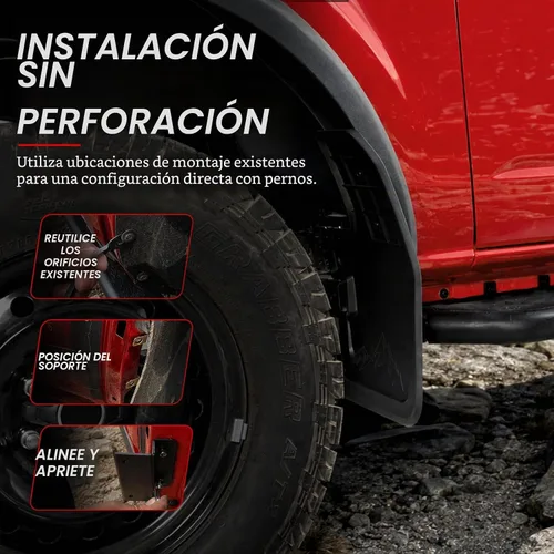 Vista 6 de Mabett - Aletas de barro delanteras para Ford Bronco 2021-2026, accesorios de 2/4 puertas 2 pzas