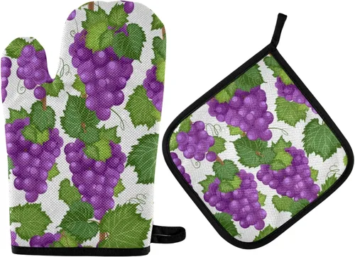 Vista 6 de Guantes de horno y soportes para ollas de ciervos sobre fondo oscuro, guantes de horno y soportes para ollas resistentes al calor, antideslizantes