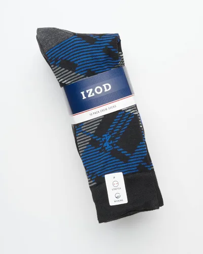 Vista 2 de IZOD Paquete de 10 calcetines casuales para hombre, ligeros y absorben la Negro (Black Assorted)