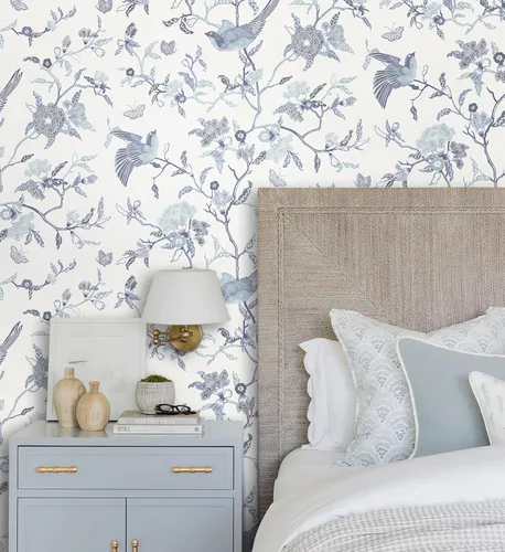 Vista 27 de Timeet - Papel pintado floral blanco y rosa, papel de pared moderno, papel de contacto para despegar y pegar, autoadhesivo, extraíble