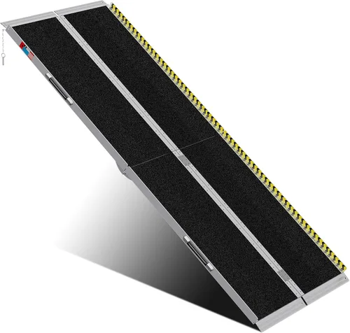Vista 20 de WHALEMOTOR Rampa portátil para silla de ruedas negra, rampa de aluminio sin costuras y antideslizante de 2 pies, rampas plegables portátiles
