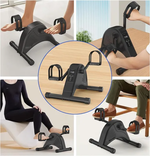 Vista 7 de Under Desk Bike Pedal Exerciser for Seniors, 12-Level Electric Mini Exercise Bike with LCD, Quiet Motorized Arm & Leg Pedaler for Seniors