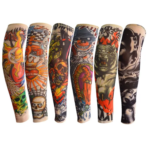 Vista 8 de 6 fundas temporales para tatuajes para niños y niñas, mangas de protección solar falsas para deportes al aire libre, equitación, ciclismo, A