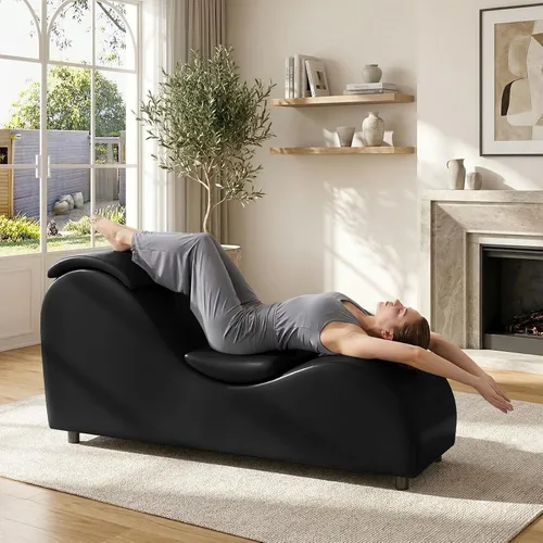 Vista 7 de Mjkone Elegante silla de yoga, tumbona curvada para adultos, color negro