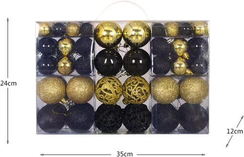 Vista 2 de 100 adornos navideños para árbol de Navidad con lentejuelas, adornos colgantes para decoración de fiestas (negro, 100 unidades)