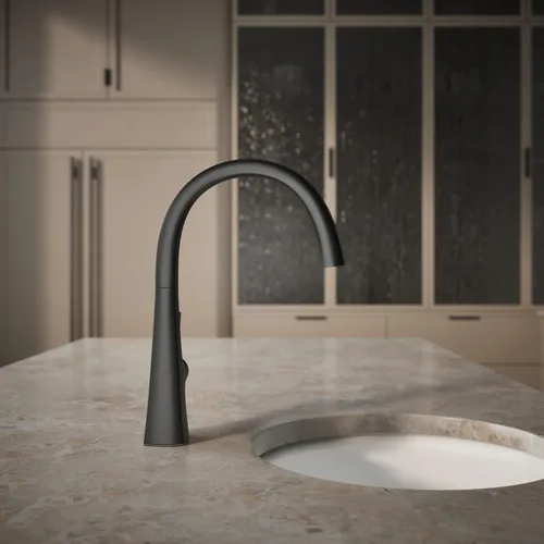 Vista 6 de Kohler 22065-BL Graze Bar grifo del fregadero con caño oscilante