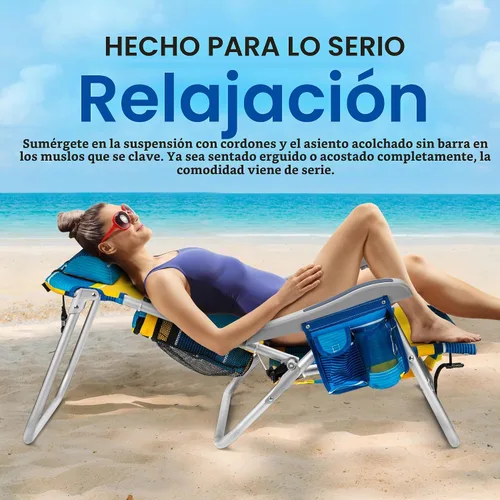 Vista 5 de Homevative XL Cooler+ - Silla de playa plegable tipo mochila, sol, paquete sunshine