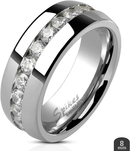 Vista 6 de His and Hers conjunto de anillos de boda de acero inoxidable y anillo de bodas infinito