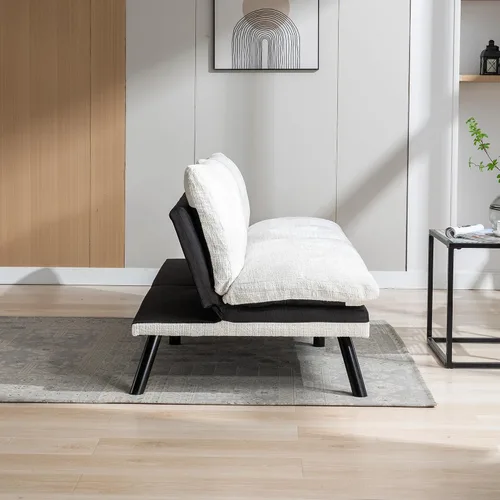 Vista 6 de Sofá cama convertible plegable, sofá cama moderno tapizado para sala de estar compacta, sofá reclinable de tela, para apartamentos pequeños