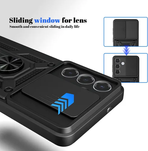 Vista 2 de Ysnzaq Funda para Samsung Galaxy S26, cubierta deslizante integrada para lente de cámara y soporte de anillo, funda protectora de grado militar a