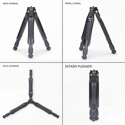Vista 4 de Zeadio Trípode de cámara ajustable, trípode portátil de viaje de aluminio de mesa, altura ajustable de 3 etapas, capacidad de carga de 11.0 lbs
