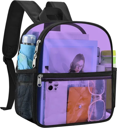 Vista 22 de Mochila transparente USPECLARE aprobada para estadio 12×6×12, Bolso transparente resistente al agua para eventos de estadio, conciertos, trabajo