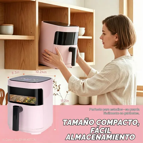 Vista 3 de 3.2QT Small Air Fryer, Mini Pink Air Fryers with Touchscreen
