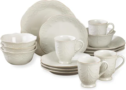 Vista 11 de Lenox French Perle - Juego de vajilla de 12 piezas, color blanco, con platos decorativos