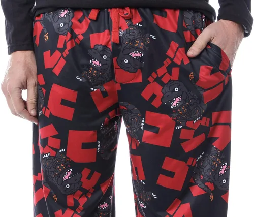 Vista 3 de Godzilla - Pantalones de pijama para hombre, diseño de personajes japoneses y letras japonesas, para adultos