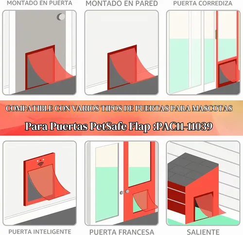 Vista 3 de Paquete de 2 solapas de repuesto para puerta de perro con cierre magnético, compatibles con puerta PetSafe Freedom para perros y gatos PAC11-11039