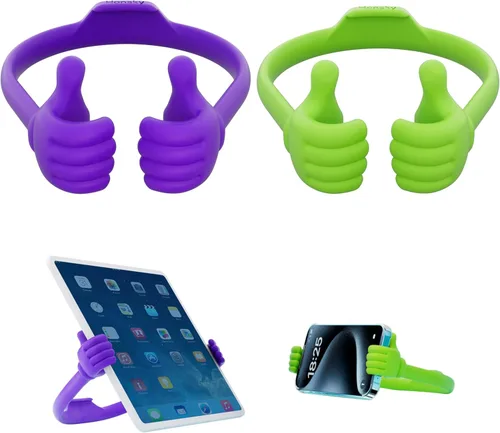 Vista 11 de Honsky Soporte para Teléfono Celular Paquete de 2, Soporte Perezoso para Teléfono Thumbs Up, Base Flexible Ajustable Universal para Todos los Negro