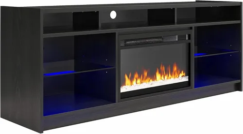 Vista 4 de Ameriwood Home Luna - Soporte de TV con chimenea para televisores de hasta 65 pulgadas, calentador eléctrico reemplazable, control remoto Roble negro