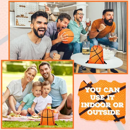Vista 4 de Eccliy 24 bolsas de baloncesto con cordón para deportes, gimnasio, con cordón para baloncesto, regalos para adultos