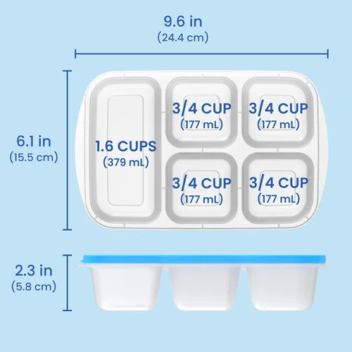 Vista 8 de Bentgo Easyboxes - Contenedores de alimentos reutilizables de 5 compartimentos, juego de 8 piezas, 4 bandejas y 4 tapas, almacenamiento de alimentos