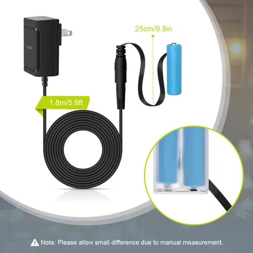 Vista 3 de Adaptador de fuente de alimentación AC Lenink para batería AA, reemplaza 2 baterías AA para farol de calabaza, luz LED, termostato, lámpara de mesa