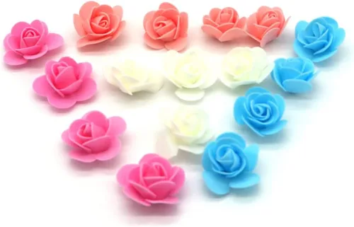 Vista 2 de 100 cabezas de rosas artificiales de 1.2 pulgadas, de aspecto real, para ramos de boda, centros de mesa, fiestas, baby shower, decoración del hogar