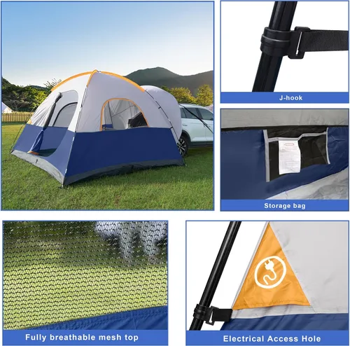 Vista 6 de UNP Tienda de campaña todoterreno para campamento, tienda de campaña para 6 personas al aire libre, fácil de instalar, tienda de campaña para SUV