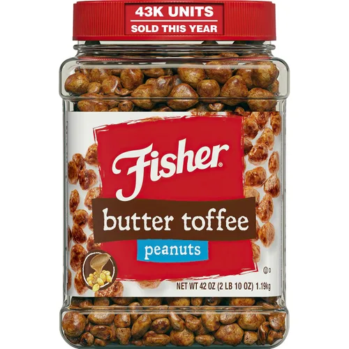 Vista 13 de Fisher Snack Butter Toffee Cacahuetes, 5.5 onzas (paquete de 6), sin colores ni sabores artificiales