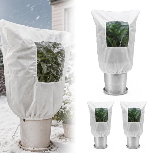 Vista 9 de Bolsas de protección contra heladas de plantas con ventana de visión, cremallera y cordón, manta reutilizable de protección contra la congelación