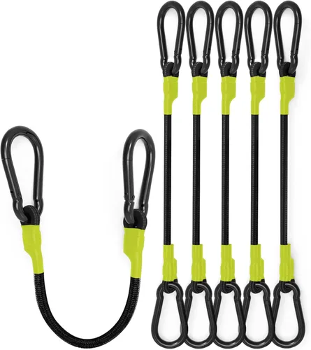 Vista 7 de Cuerdas elásticas ajustables de 18 pulgadas con ganchos, ajuste flexible de 6.5 a 18 pulgadas, correas elásticas negras con elasticidad superior