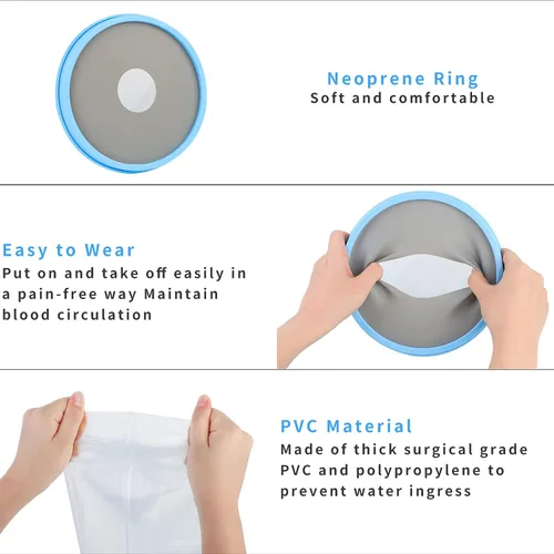 Vista 2 de SUPERNIGHT Funda impermeable para pies para ducha y baño, reutilizable, adulto Sellado hermético, protege las heridas de pies