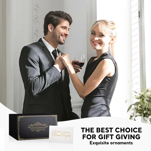 Vista 6 de Perfectinsoy Juego de regalo de copa de whisky y copa de vino sin tallo, regalo de boda para mamá, papá, alma gemela, pareja, regalos de 10 años