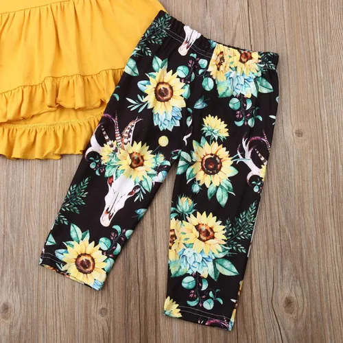 Vista 5 de Ropa de otoño para niña, de manga larga, con volantes, con estampado de leopardo, con diadema, 3 piezas de trajes de invierno
