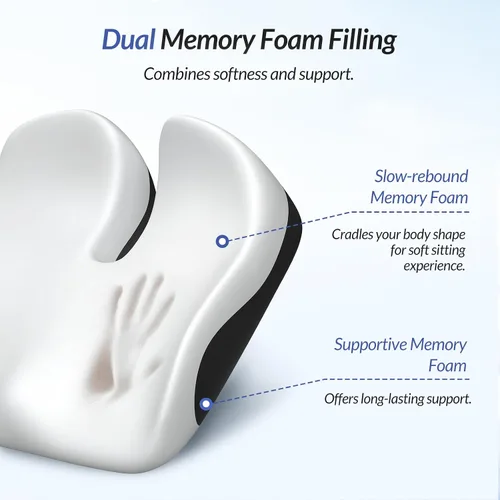 Vista 5 de ZIKEE Cojín de asiento de coche con espuma viscoelástica para un viaje largo, alivio del dolor sentado, cojín ergonómico para asiento de coche