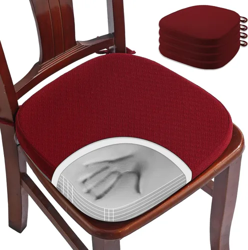 Vista 10 de BUYUE Cojín de Lujo de Espuma Viscoelástica 100% Pura para Silla 1 Paquete, Jacquard 16" Forma de U Cómodo Cojín para Silla de Comedor, Cojín