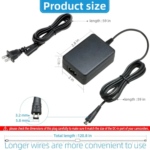 Vista 5 de Glorich Adaptador de corriente alterna de repuesto CA-110 para Canon VIXIA HF M50, M500, R60, R50, R500, R40, R400, R300, R20, R200, VIXIA Mini