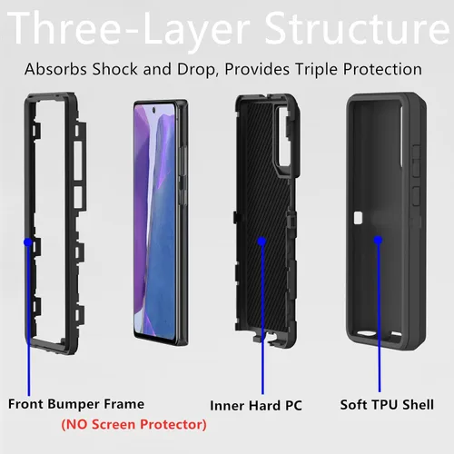 Vista 2 de Funda para Samsung Galaxy Note 20 (no para Note 20 Ultra), resistente funda protectora a prueba de polvo, a prueba de golpes, protección contra Negro
