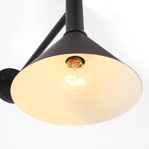 Vista 9 de Lámpara de granero de cuello de cisne negro satinado de 19 pulgadas con brazo de extensión largo de 15 pulgadas, aplique de pared de granja