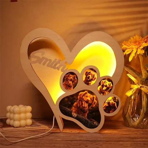 Vista 7 de Luz nocturna acrílica personalizada con foto de mascota, lámpara acrílica personalizada con nombre de perro, lámpara de hueso de foto de perro