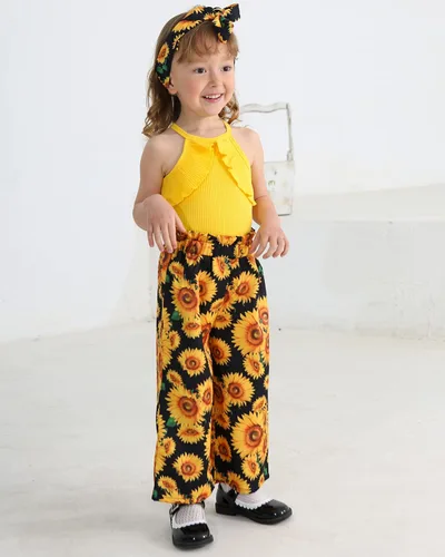 Vista 2 de Renotemy Baby Girl Clothes Toddler Girl Clothes Outfits Infant Clothing Floral Pants Set Cute Clothes Set for Girls
