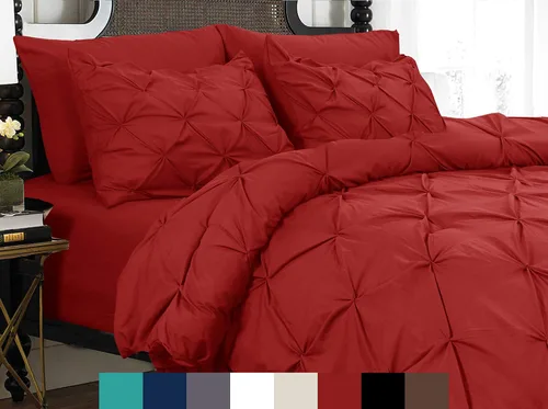 Vista 10 de Elegant Comfort Juego de funda de edredón de microfibra ultrasuave con cierre de botón plisado, 3 piezas, resistente a las arrugas, decoración