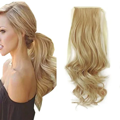 Vista 30 de Extensiones de cabello sintético de 20 pulgadas, 3.17 oz, ondulado, rizado, resistente al calor, fibra sintética para mujer