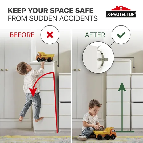 Vista 2 de X-Protector Anclajes para muebles a prueba de bebés – Paquete de 10 piezas – Anclaje de pared de metal para muebles – Anclajes de pared a prueba