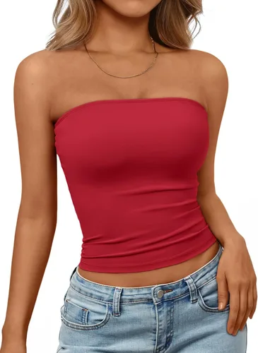 Vista 11 de Trendy Queen Top corto bandeau sin tirantes para mujer Blanco