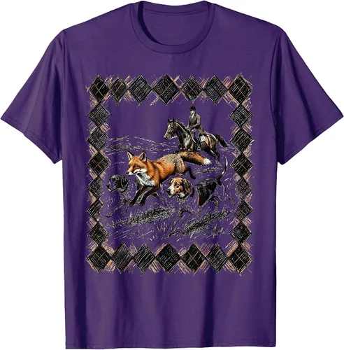 Vista 15 de Preppy Argyle Fox Hunt Illustrated Graphic T-Shirt White