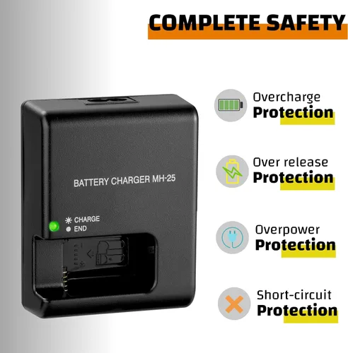 Vista 6 de Cargador de batería MH-25 MH-25a para Nikon: EN-EL15 EN-EL15a EN-EL15b EN-EL15c EP-5B D500 D600 D610 D750 D780 D800E D810 D810A D850 D850 7000 D7100