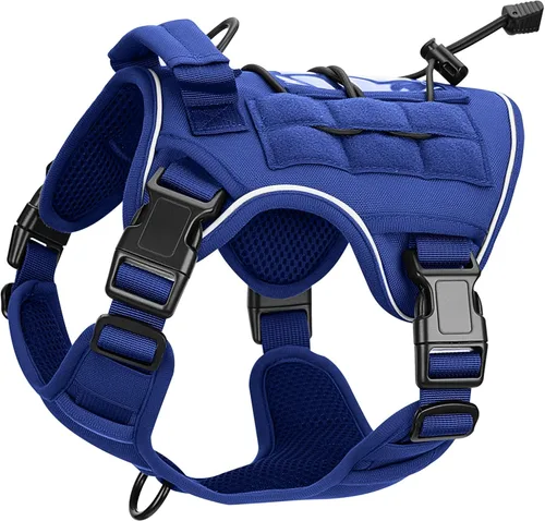 Vista 83 de Arnés táctico para perros grandes, chaleco reflectante ajustable sin tirones con sistema Molle, control de grado militar K9 para entrenamiento